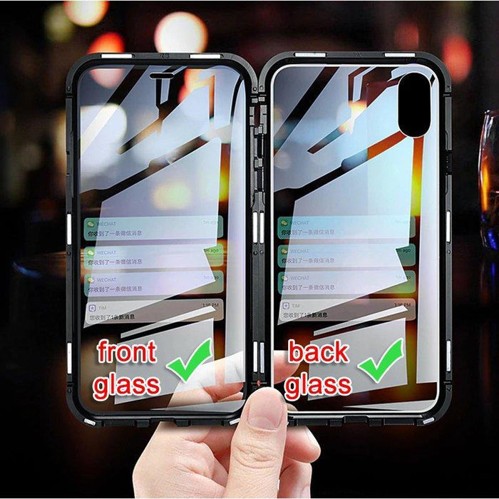 Wozinsky Full Magnetic Case Full Body Front and Back Cover with built-in glass for Vivo X60 black-transparent