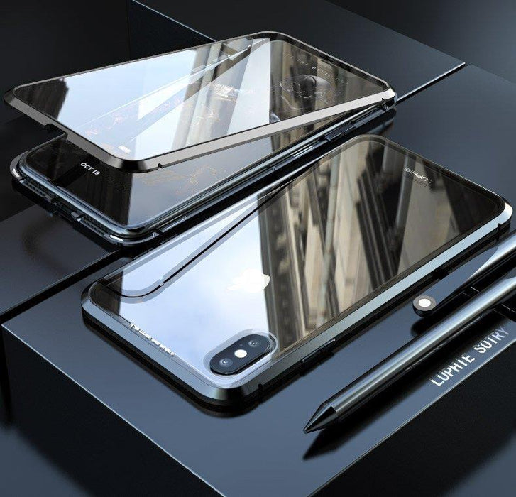 Wozinsky Full Magnetic Case Full Body Front and Back Cover with built-in glass for Vivo X60 black-transparent