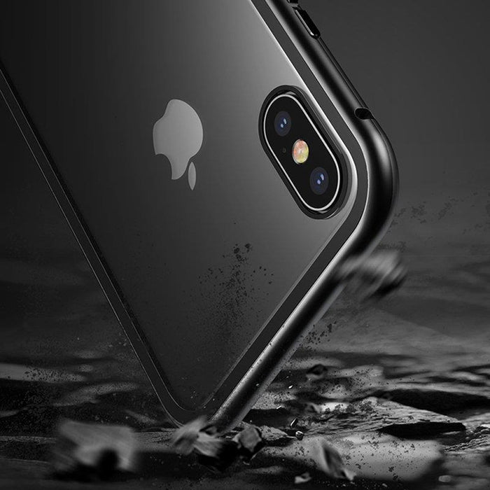 Wozinsky Full Magnetic Case Full Body Front and Back Cover with built-in glass for Vivo X60 black-transparent