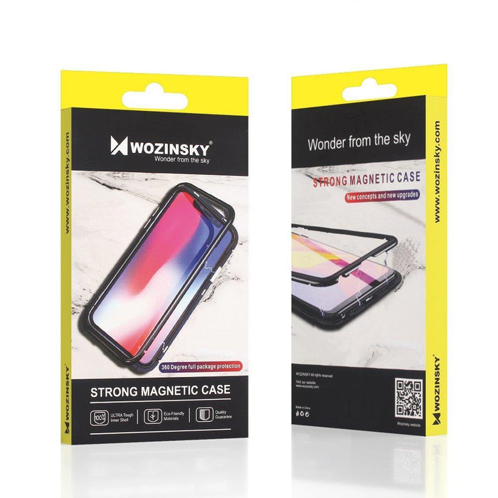 Wozinsky Full Magnetic Case Full Body Front and Back Cover with built-in glass for Vivo X60 black-transparent