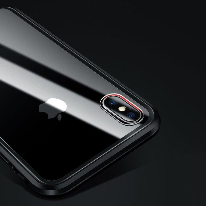 Wozinsky Full Magnetic Case Full Body Front and Back Cover with built-in glass for Vivo X60 black-transparent