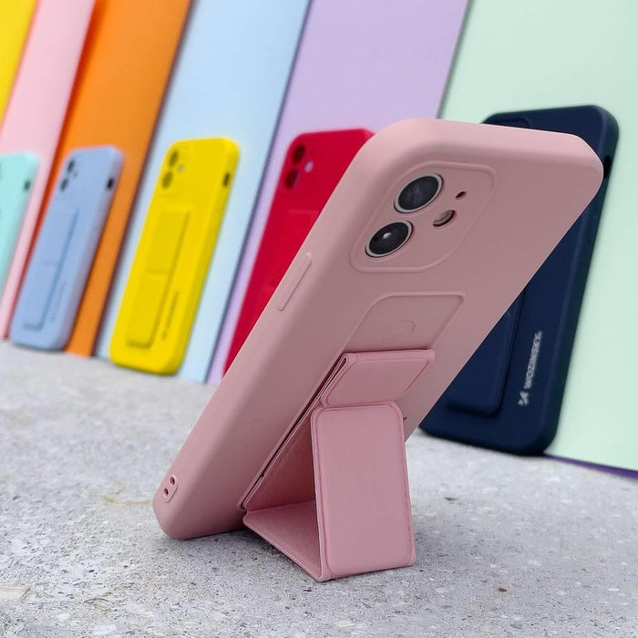 Wozinsky Kickstand Case Silicone Case with Stand Samsung Galaxy A32 4G Dark Blue