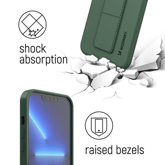 Wozinsky Kickstand Case Silicone Case with Stand for Samsung Galaxy A32 4G Light Blue