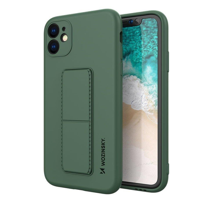 Wozinsky Kickstand Case silicone case with stand Samsung Galaxy A22 4G dark green