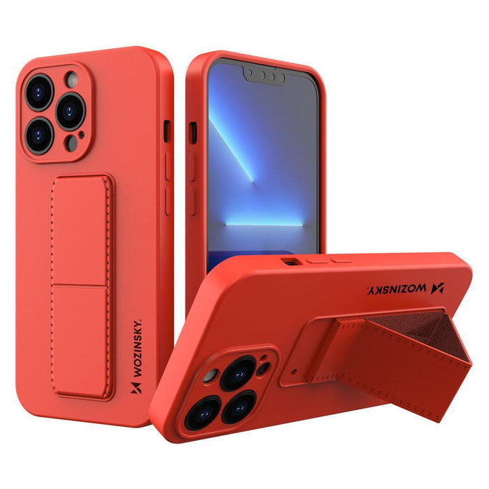 Wozinsky Kickstand Case silicone case with stand iPhone 13 Pro Max red