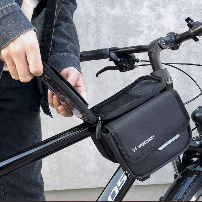 Wozinsky bicycle frame bag, waterproof phone case, 1.5l, black (WBB26BK)