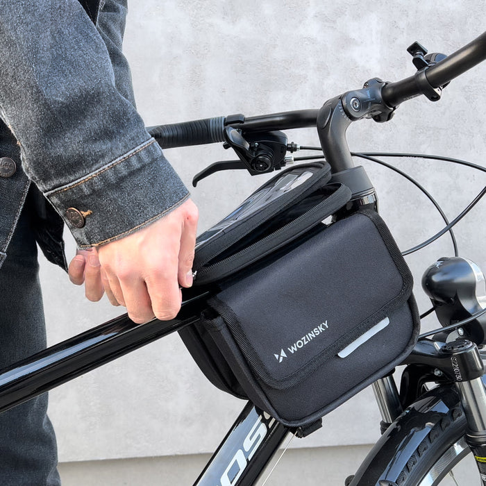 Wozinsky bicycle frame bag, waterproof phone case, 1.5l, black (WBB26BK)