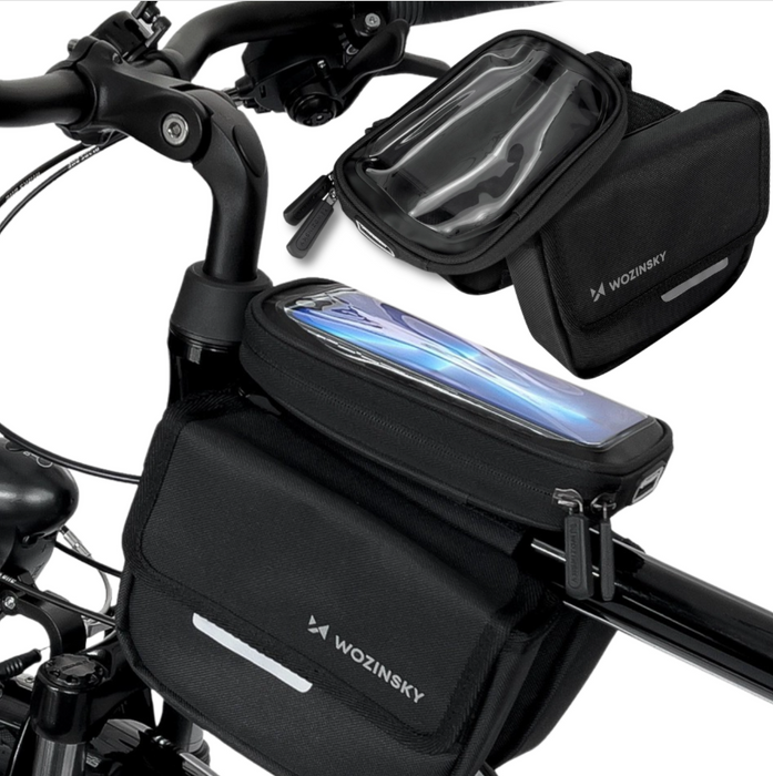 Wozinsky bicycle frame bag, waterproof phone case, 1.5l, black (WBB26BK)