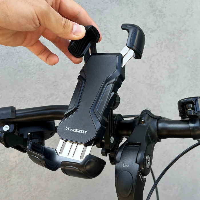 Wozinsky strong phone holder for bicycle, motorcycle, scooter handlebars, black (WBHBK6)
