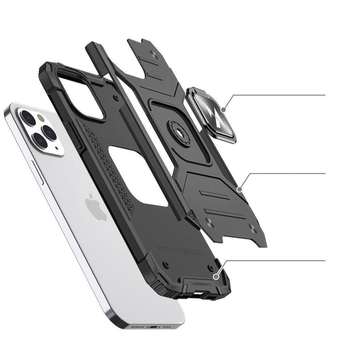 Wozinsky Ring Armor case for iPhone 14 Pro armored cover magnetic holder ring silver