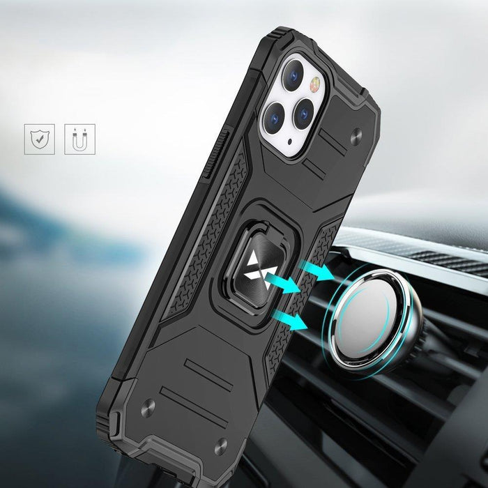 Wozinsky Ring Armor case for iPhone 14 Pro armored cover magnetic holder ring silver