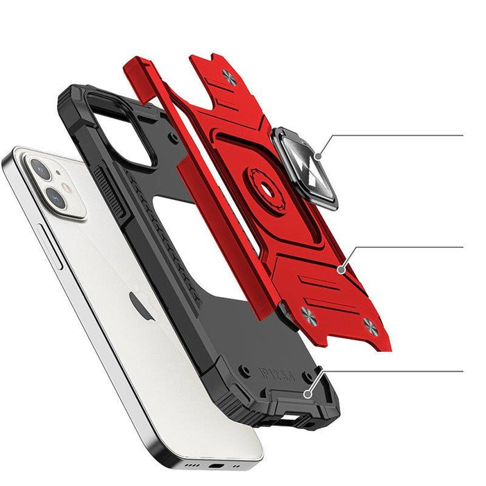 Wozinsky Ring Armor case for iPhone 14 Plus armored cover magnetic holder ring red