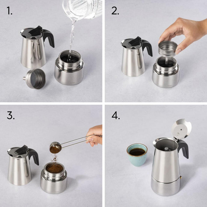 XAVAX 4-Cup Stainless Steel Espresso Maker, 111274