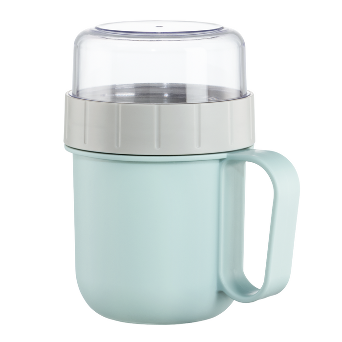 Xavax To Go Cereal Bowl, 2 Compartments, 500 + 200 ml, Pastel Blue/Grey