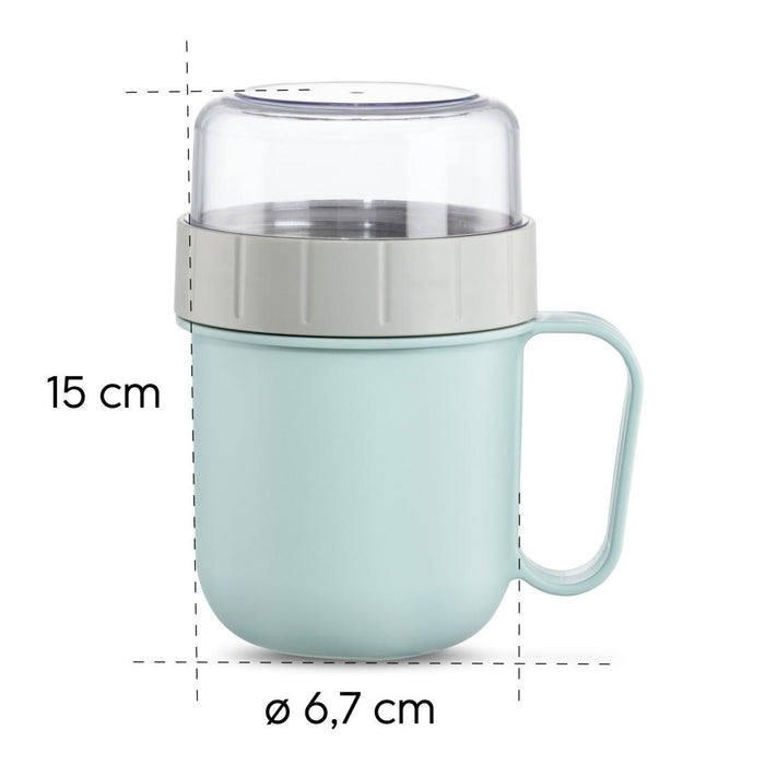 Xavax To Go Cereal Bowl, 2 Compartments, 500 + 200 ml, Pastel Blue/Grey