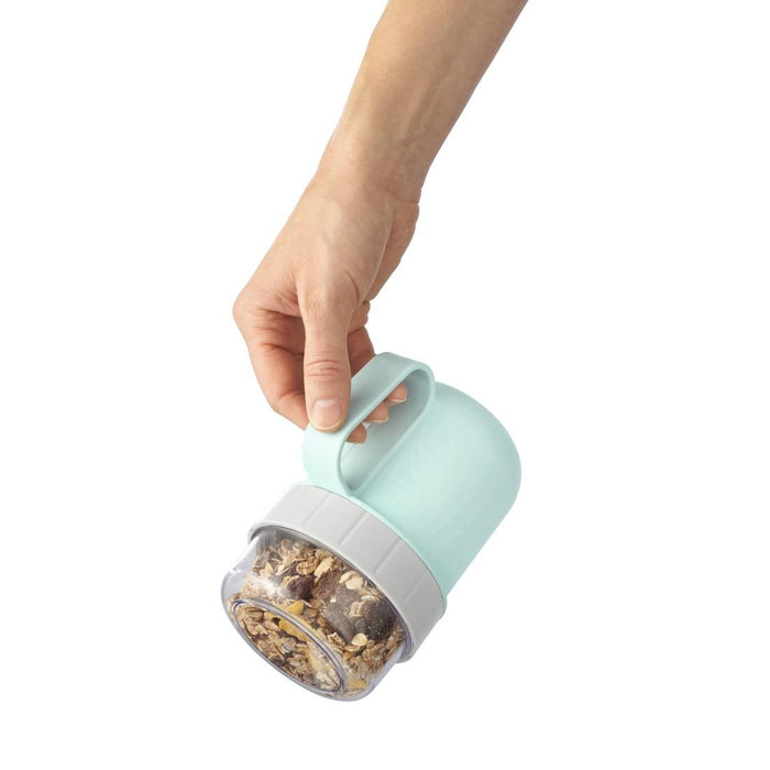 Xavax To Go Cereal Bowl, 2 Compartments, 500 + 200 ml, Pastel Blue/Grey