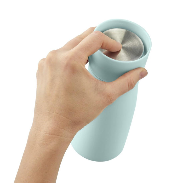 Xavax To Go Thermos Mug, 400 ml, Insulated, Beverage Hole, Pastel Blue