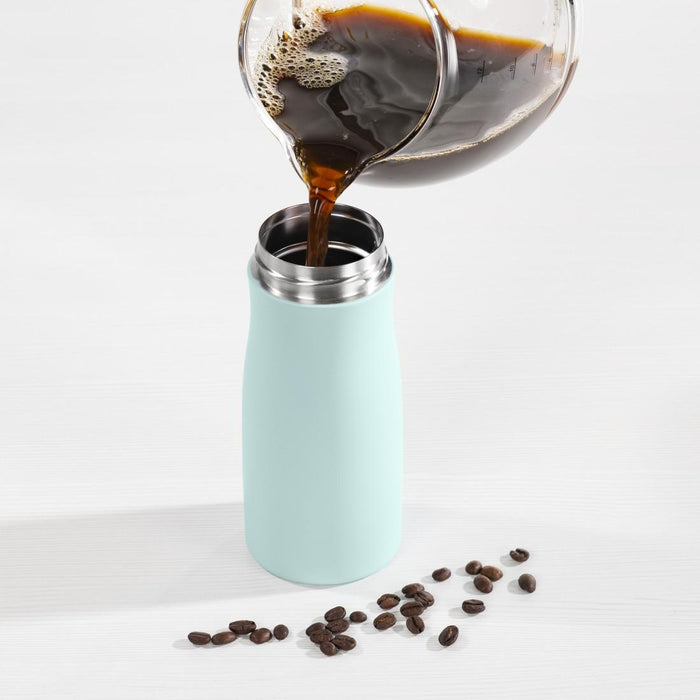 Xavax To Go Thermos Mug, 400 ml, Insulated, Beverage Hole, Pastel Blue