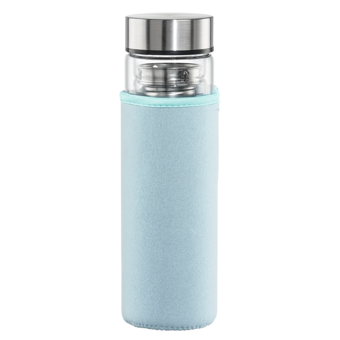 Xavax To Go Glass Bottle, 450 ml, Protective Case, Strainer