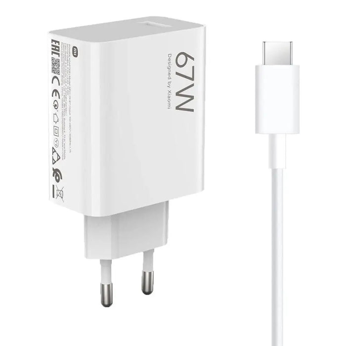 Xiaomi BHR9465EU 67W 6.2A USB-A wall charger with USB-C cable - white - Cell phone USB charger<<<HurtelXML&&&Xiaomi ECO
