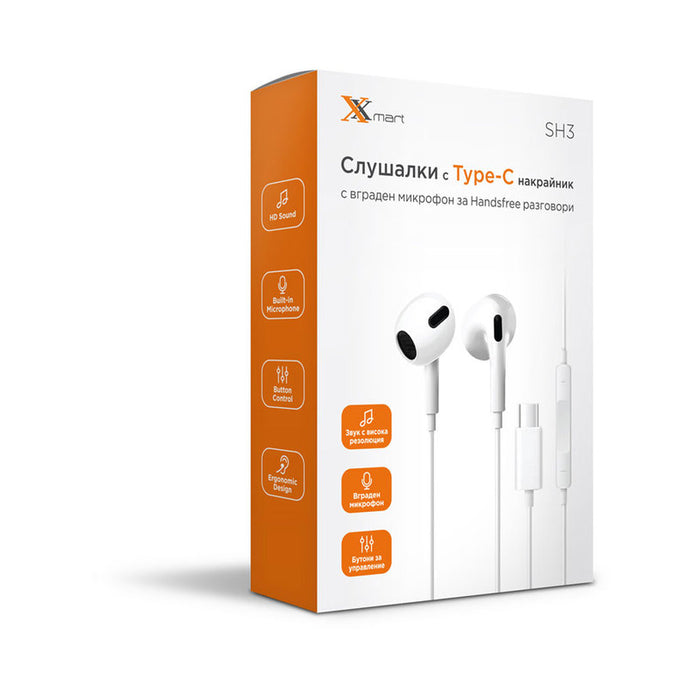 HEADPHONES XMART SH3 TYPE-C WHITE