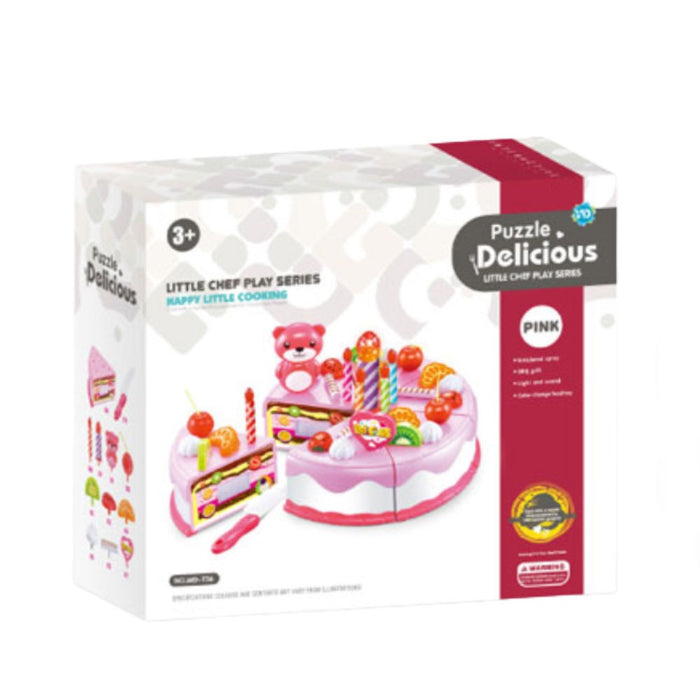 Children's toy Yifeng - Paper cake 2305U0594, with lights and candles, pink