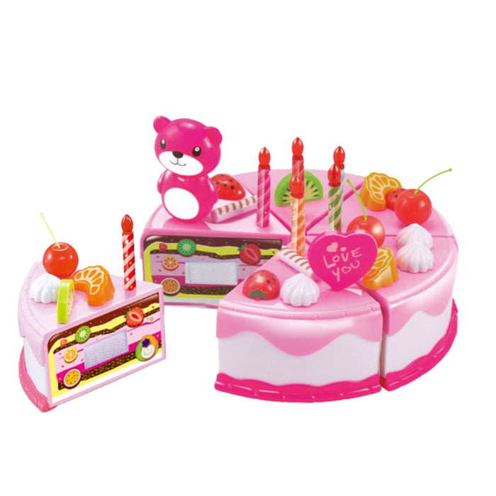 Paper Piece Cake with Lights and Candles Pink