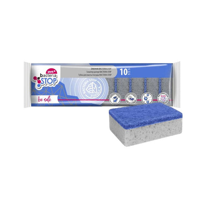 HOUSEHOLD SPONGE 10 COUNTS YORK BACTERIA STOP