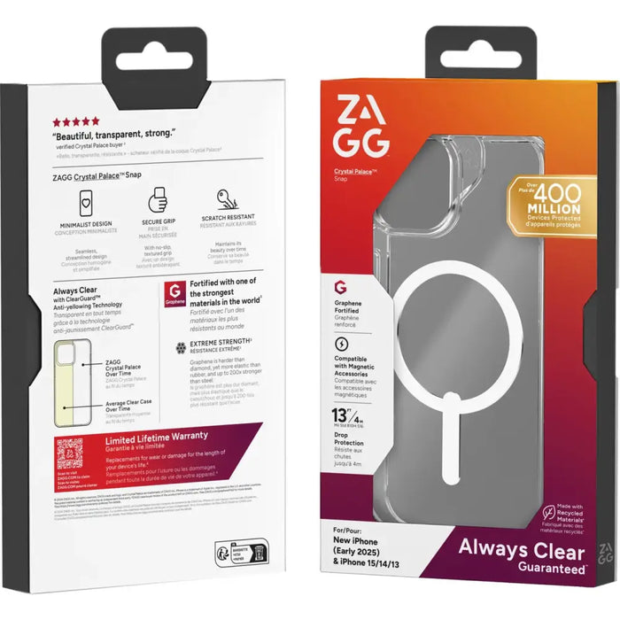ZAGG Crystal Palace Snap Case for iPhone 16e (2025) / 15 / 14 / 13 - Transparent - Cell phone cases