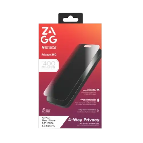 ZAGG InvisibleShield Glass Elite Privacy 360 for iPhone 15 / 16 - Cell phone tempered glass<<<HurtelXML