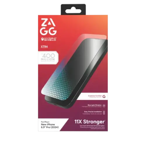 ZAGG InvisibleShield Glass XTR4 Graphene Screen Protector with Blue Light Filter for iPhone 16 Pro Max - Cell phone