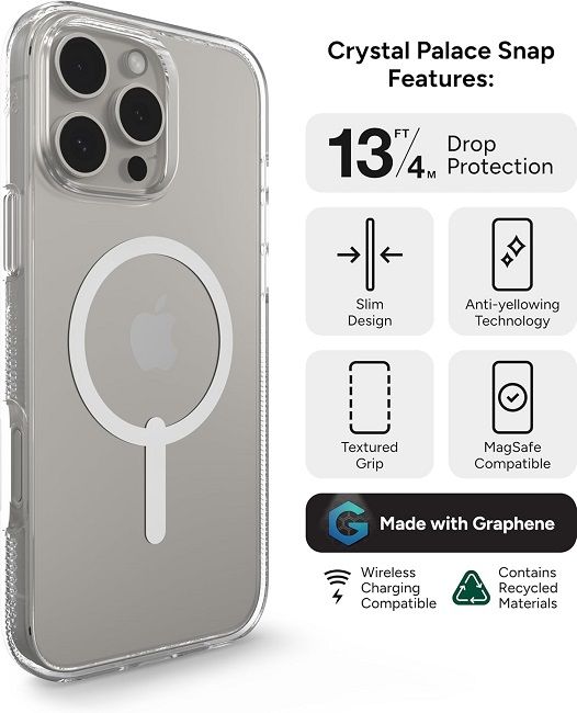 ZAGG Crystal Palace Snap MagSafe Case for iPhone 16 Pro Max - Clear