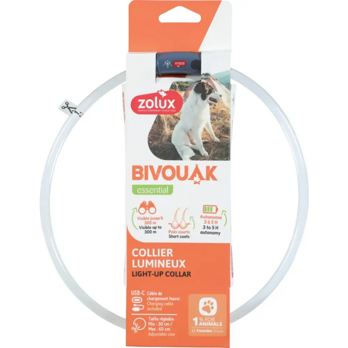 ZOLUX Bivouak LED Silicone transparent red - dog collar - 30-60 cm - A walkDLP-SOS<<<For the dogDLP<<<ActionPL