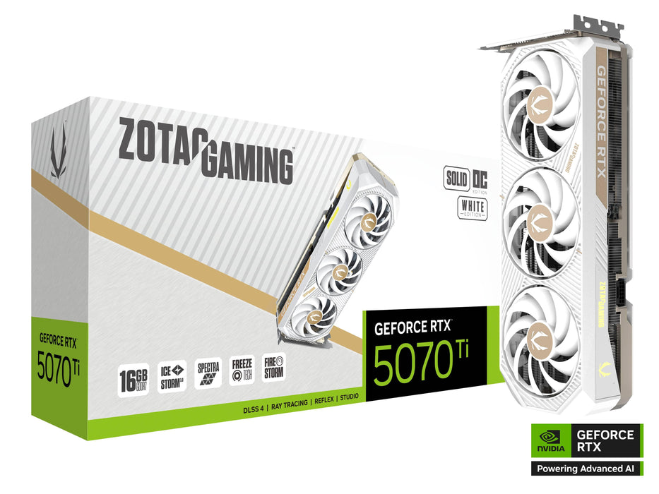 Video card ZOTAC GAMING RTX 5070 TI Solid Core OC White 16GB GDDR7