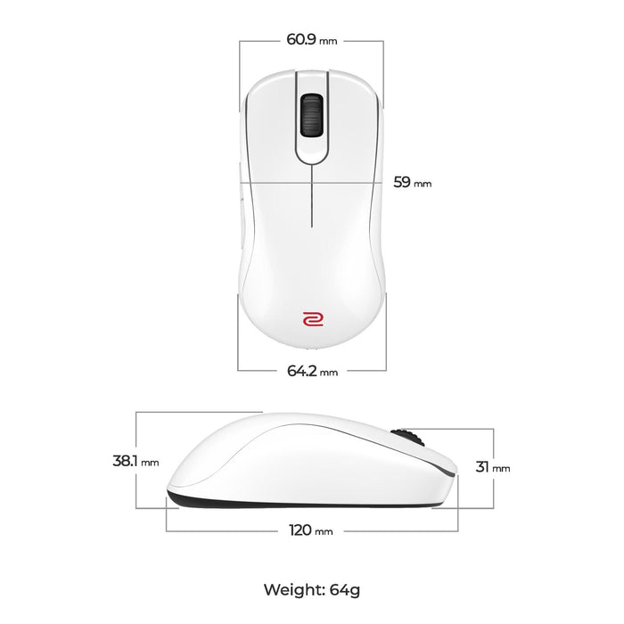 ZOWIE S2-DW 4K wireless gaming mouse, white