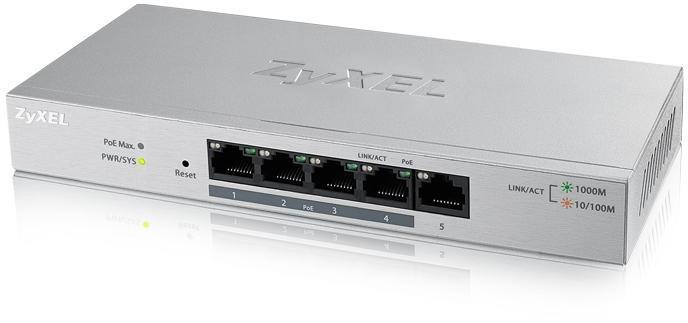 Switch 5-port ZyXEL GS-1200-5HPV2, Web Managed, Gigabit, PoE