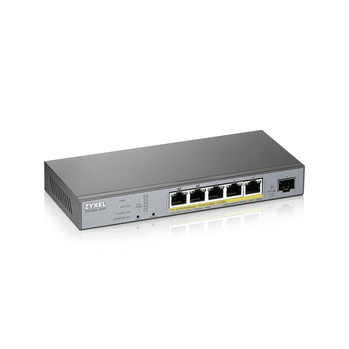 Switch ZyXEL GS1350-6HP, 6-port, Gigabit, Managed, PoE 60W