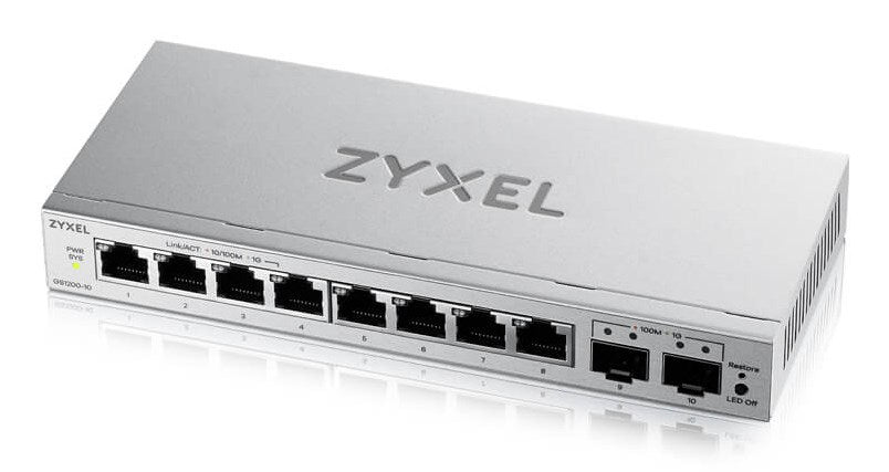 Switch ZyXEL GS-1200-10, V3, Managed, 8-port, 10/100/1000 with 2Gbe Uplink