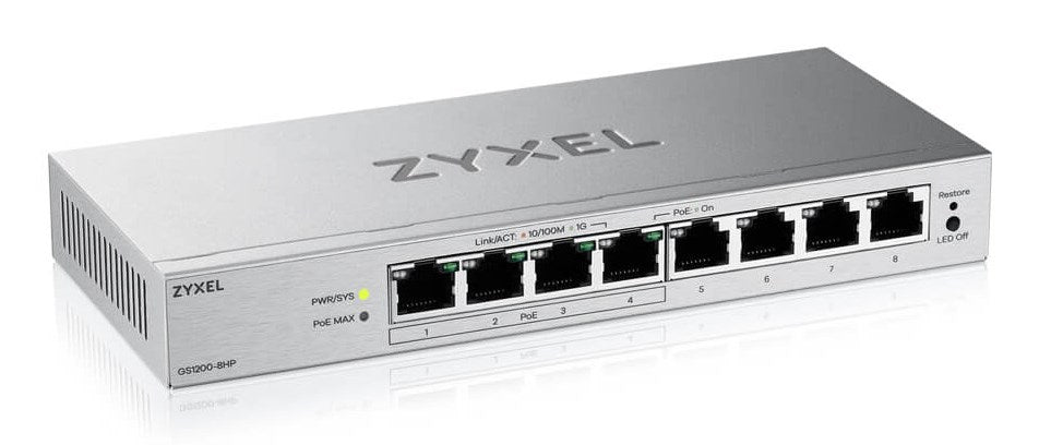 Switch ZyXEL GS-1200-8HPV3, 8 ports, Gigabit, webmanaged