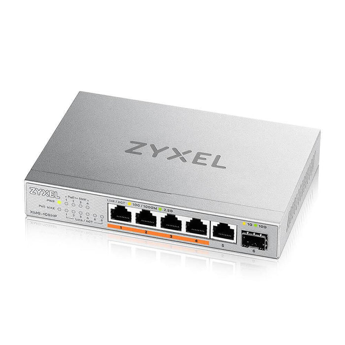 Switch ZyXEL XMG-105HP 5 ports 2.5Gb + 1xSFP+, 4 ports 70W PoE++, unmanaged