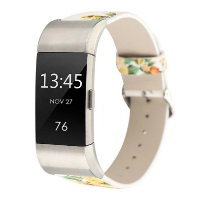 Leather strap with flowers for Fitbit / Fitbit Charge 2