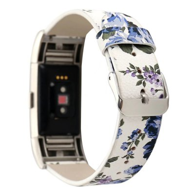 Leather strap with flowers for Fitbit / Fitbit Charge 2