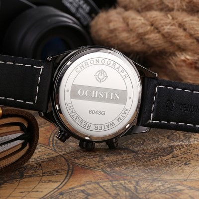 Men's waterproof quartz watch with leather strap OCHSTIN GQ043B