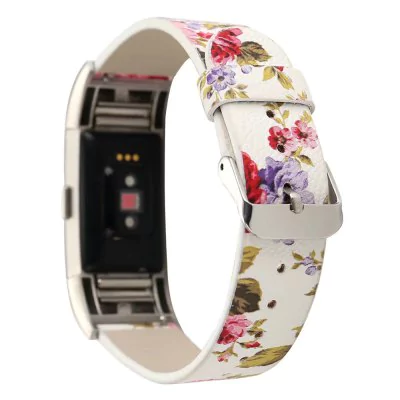 Leather strap with flowers for Fitbit / Fitbit Charge 2