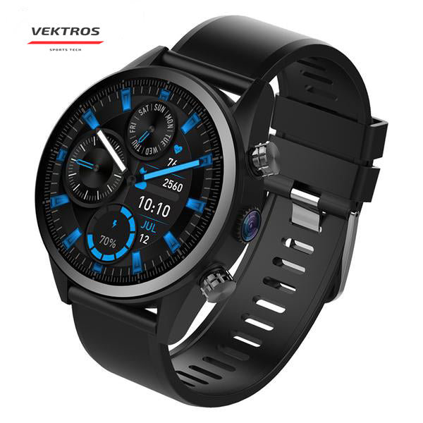 Smart Watch Kingwear Vektros KC08, 4G, Android 7.1, iOS, Heart Rate, 5MP Camera, 1GB RAM, 610mAh battery, IP67 Waterproof, Ceramic Hull