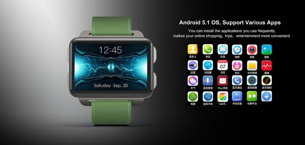 LEMFO LEM4 PRO Smart watch MTK6580, SIM card,  Android 5.1, 1GB + 16GB 1200mAh battery Wifi 3G video call