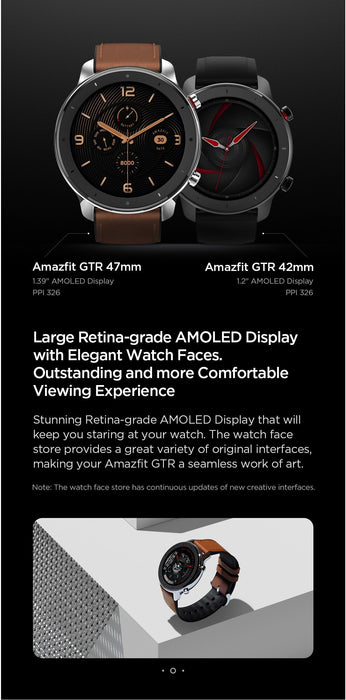 Smart watch Amazfit GTR 47mm, 5ATM, 24 days of battery life, Aluminum housing