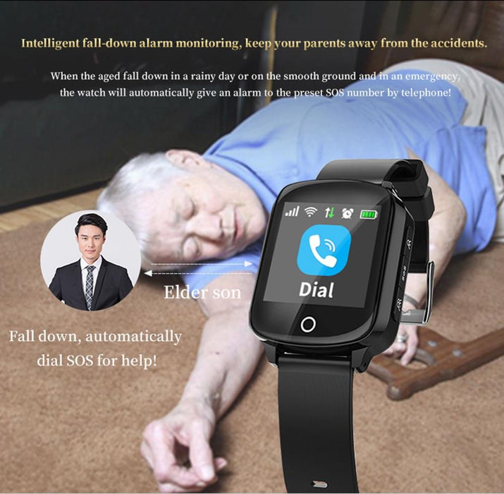 Smart watch elderly D200 screen with 1.54 '', SIM card, GPS tracking, SOS calls, pulse, blood pressure, alarm falling