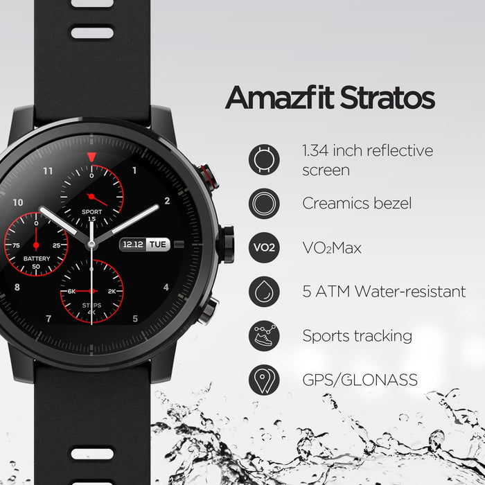 Smart watch Amazfit Stratos / Pace 2, GPS, Bluetooth 4.2, 512MB RAM, 50M Waterproof