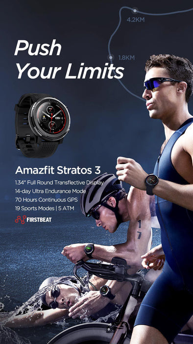 Smart watch Amazfit Stratos 3, GPS + GLONASS, 5ATM, Bluetooth 5.0